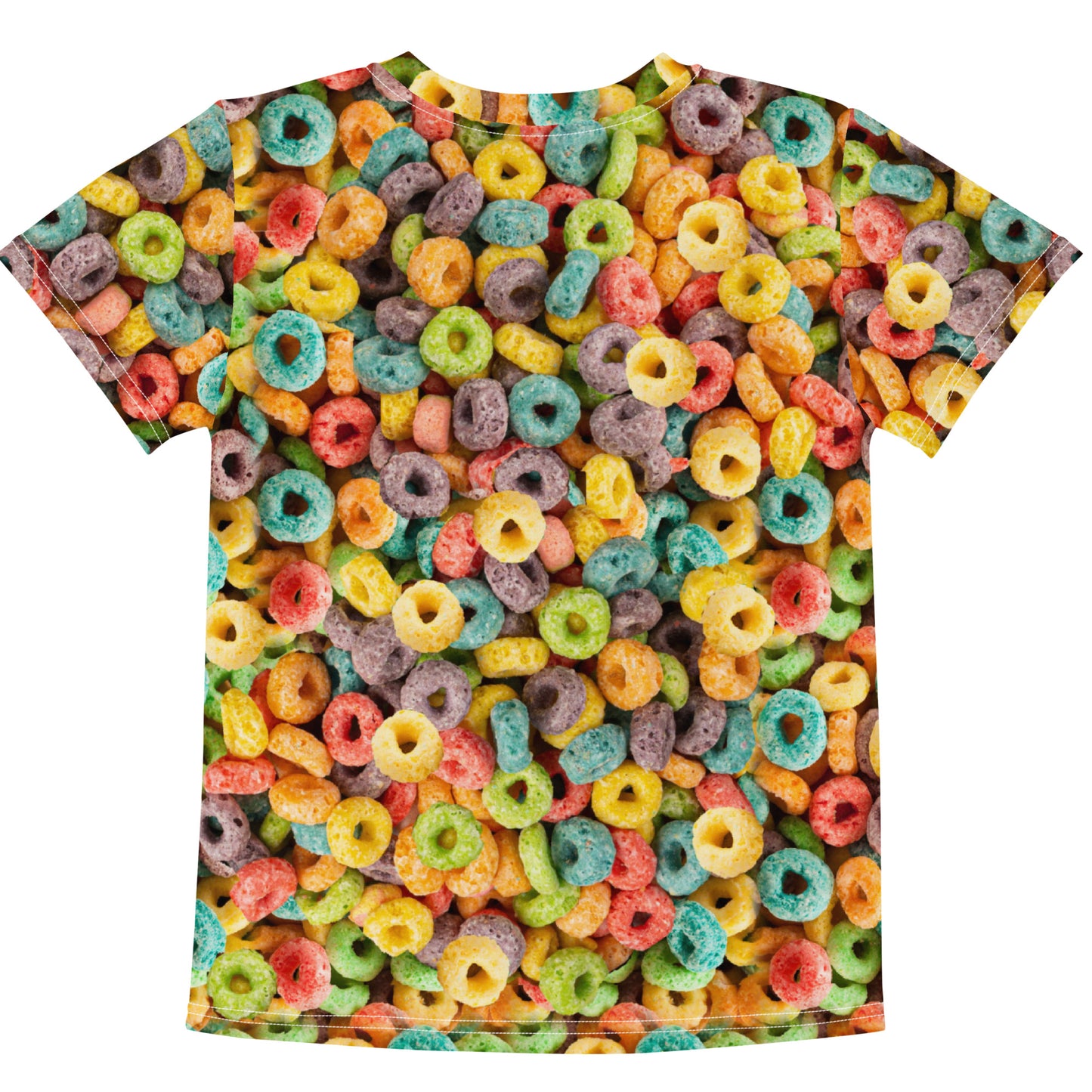 All over print Fruit Cereal Loops T-shirt, laid flat, back view