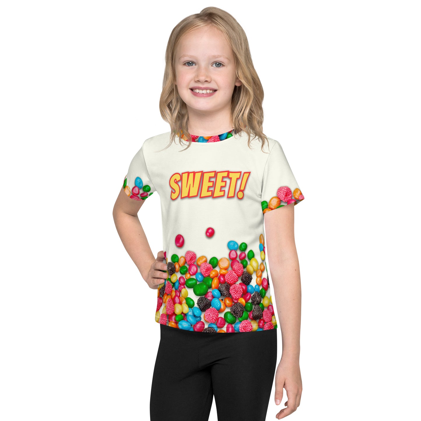 Kids SWEET! as a CANDY SUGAR HIGH All Over Print Novelty Crew Neck T-shirt