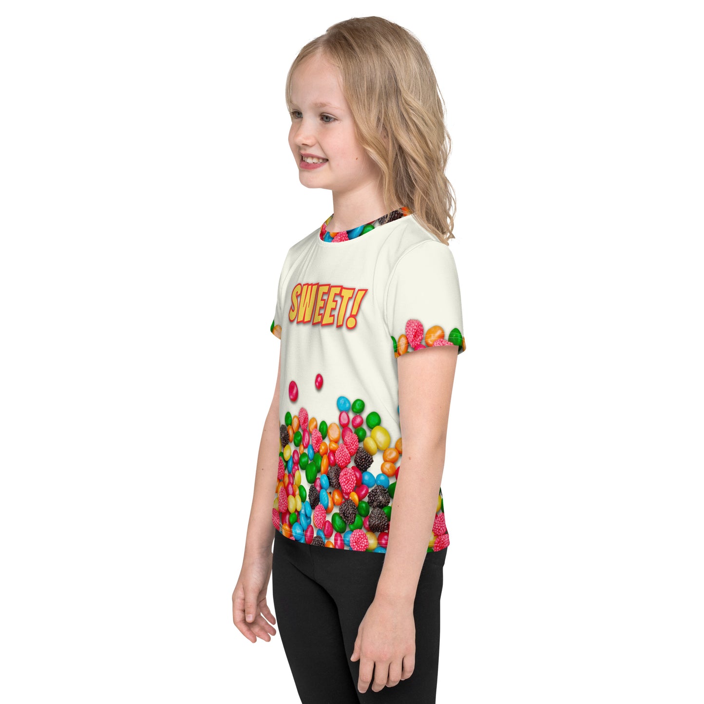 Kids SWEET! as a CANDY SUGAR HIGH All Over Print Novelty Crew Neck T-shirt