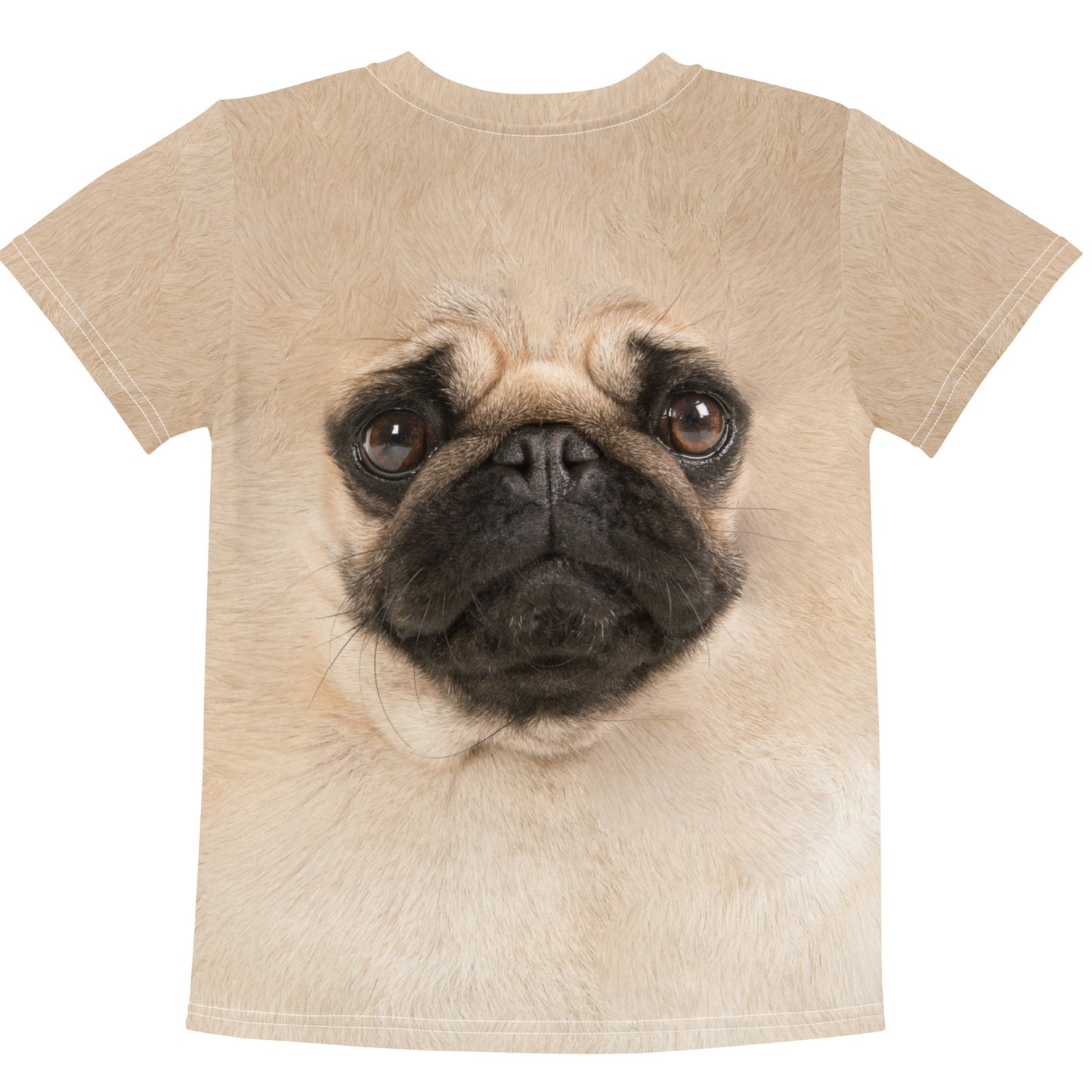 Pug face T-shirt laid flat showing the back.
