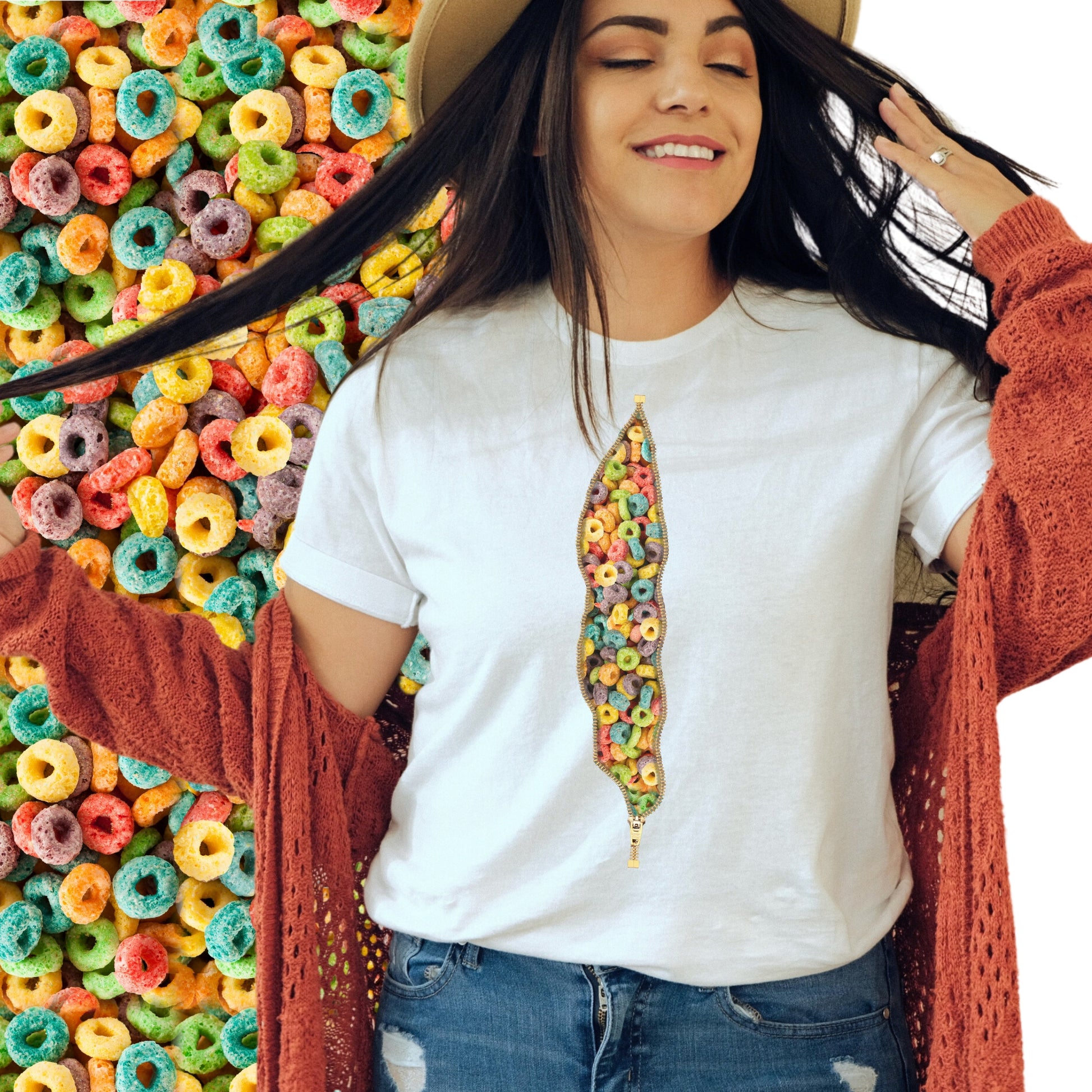 Froot Loops Cereal Zipper Print Unisex T-shirt