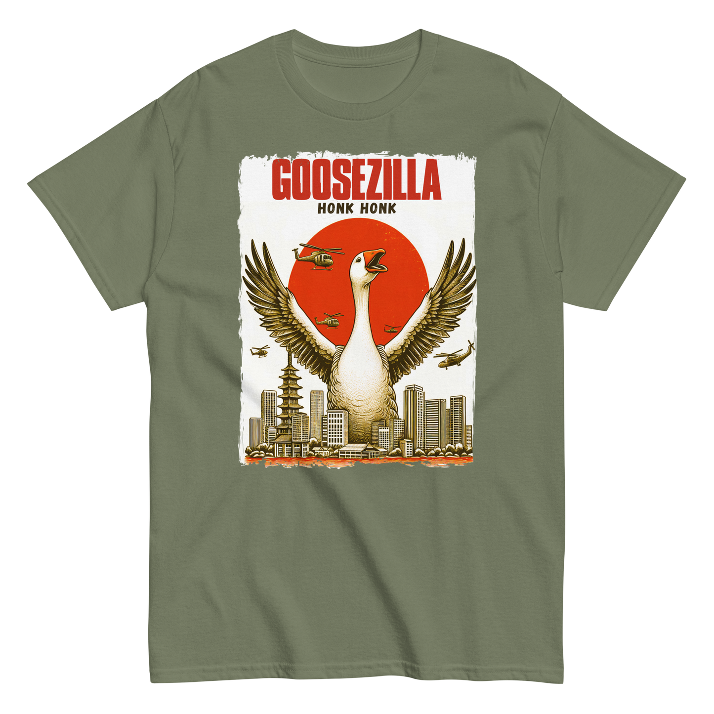 Funny GOOSEZILLA Godzilla Spoof Unisex T-shirt (Honk Honk)