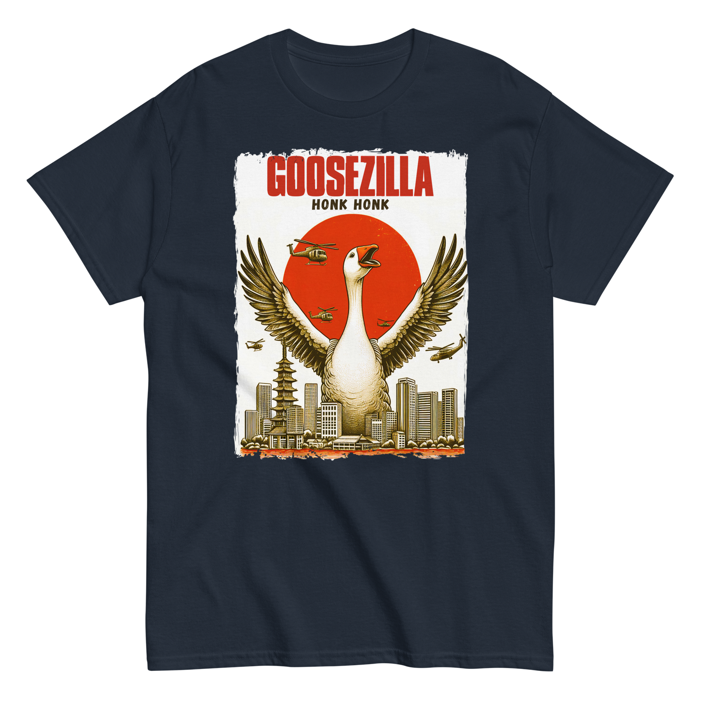 Funny GOOSEZILLA Godzilla Spoof Unisex T-shirt (Honk Honk)