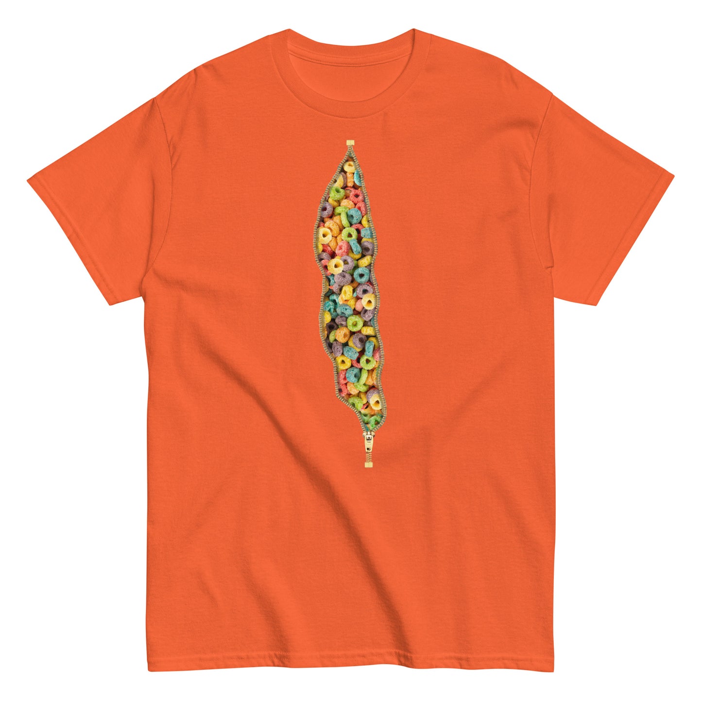 Orange T shirt with Froot Loops