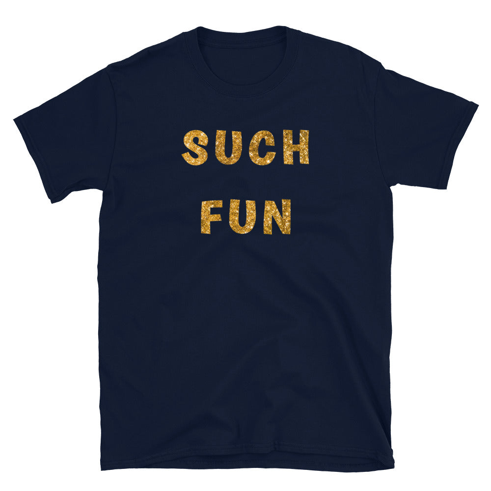 Navy Such Fun T-shirt with printed glitter effect gold letters