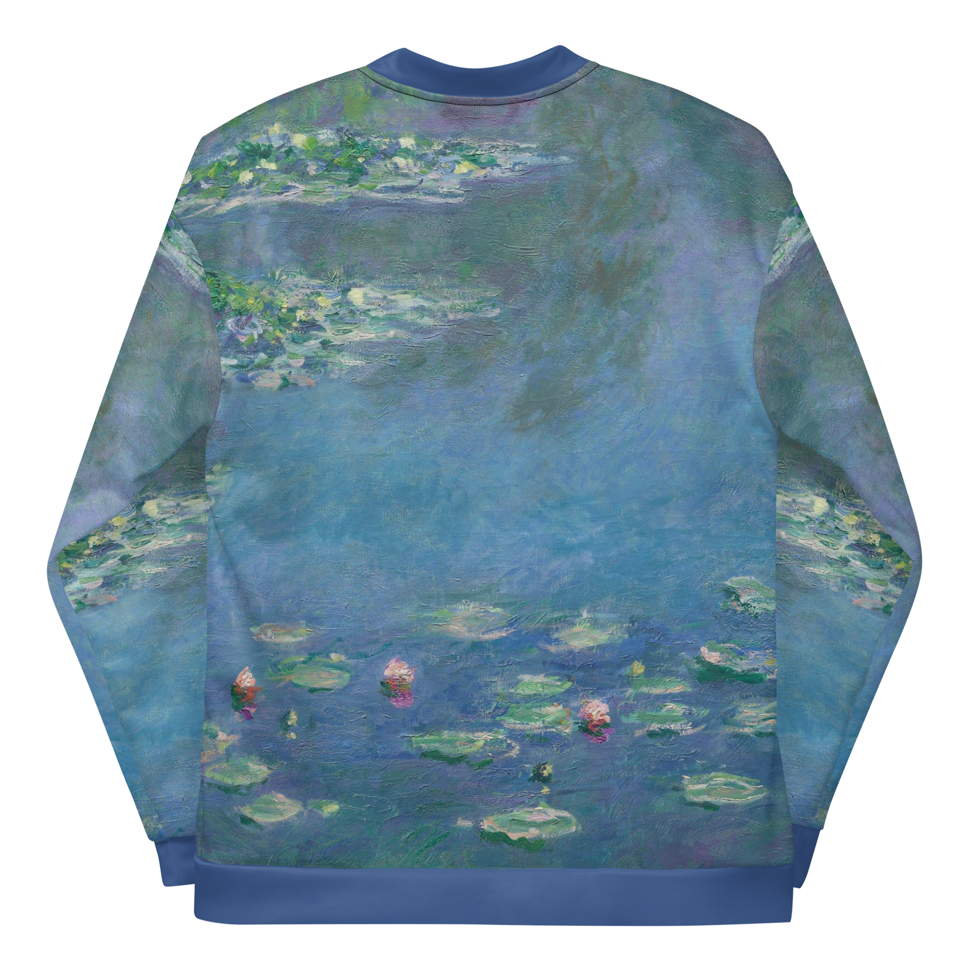 Lightweight unisex bomber style jacket printed with Claude Monet's 'Water Lilies'.