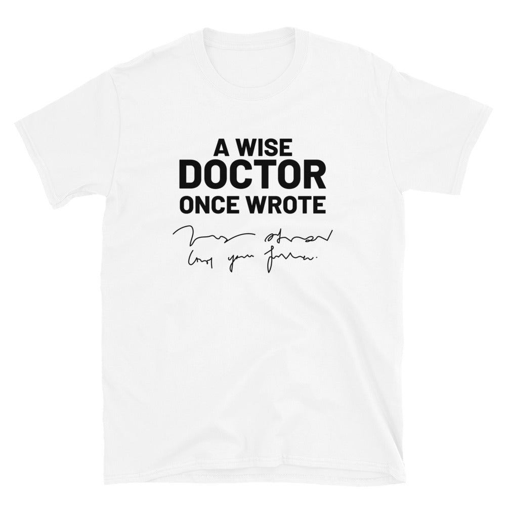 Funny GP Doctor T-shirt in white.