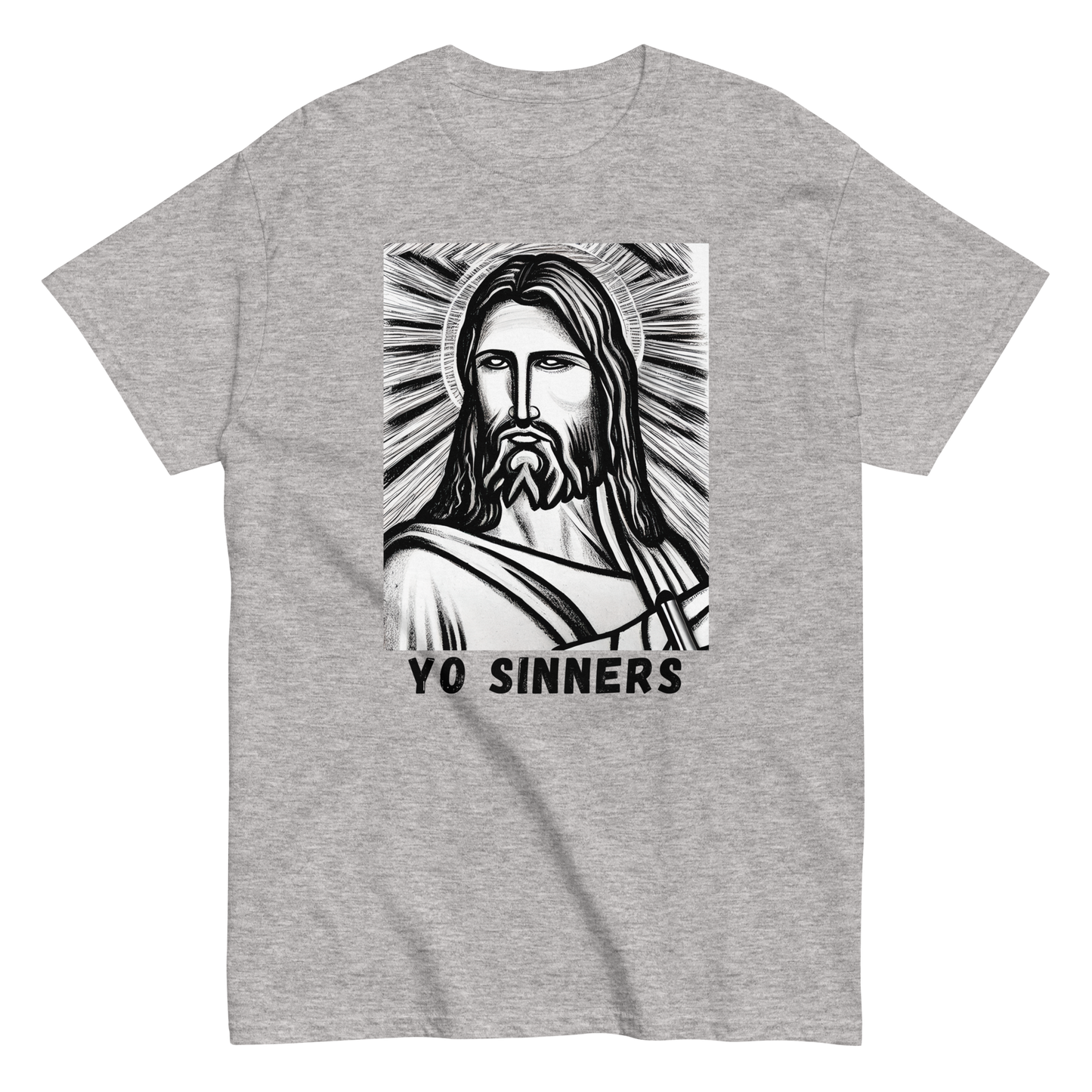 Yo Sinners Jesus Tshirt grey
