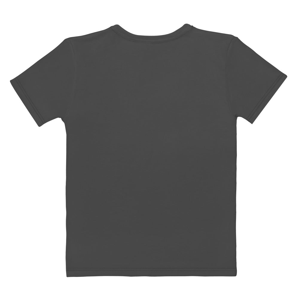 grey black t-shirt with an open zipper print on the front revealing skinned torso muscles rear view