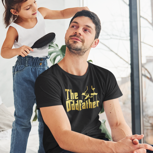 Funny Odd Father God Father T-shirt in black.