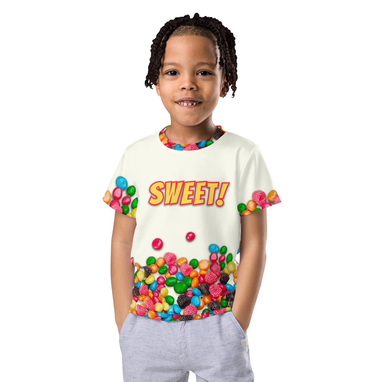 Kids SWEET! as a CANDY SUGAR HIGH All Over Print Novelty Crew Neck T-shirt