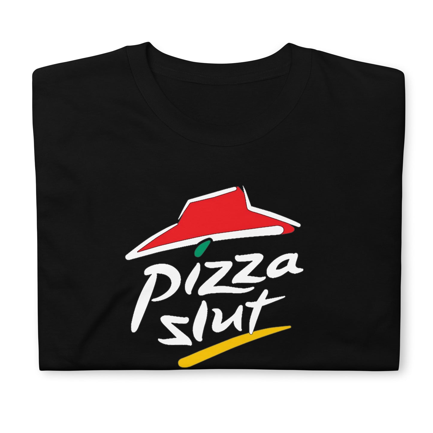 Black folded Pizza Slut T-shirt