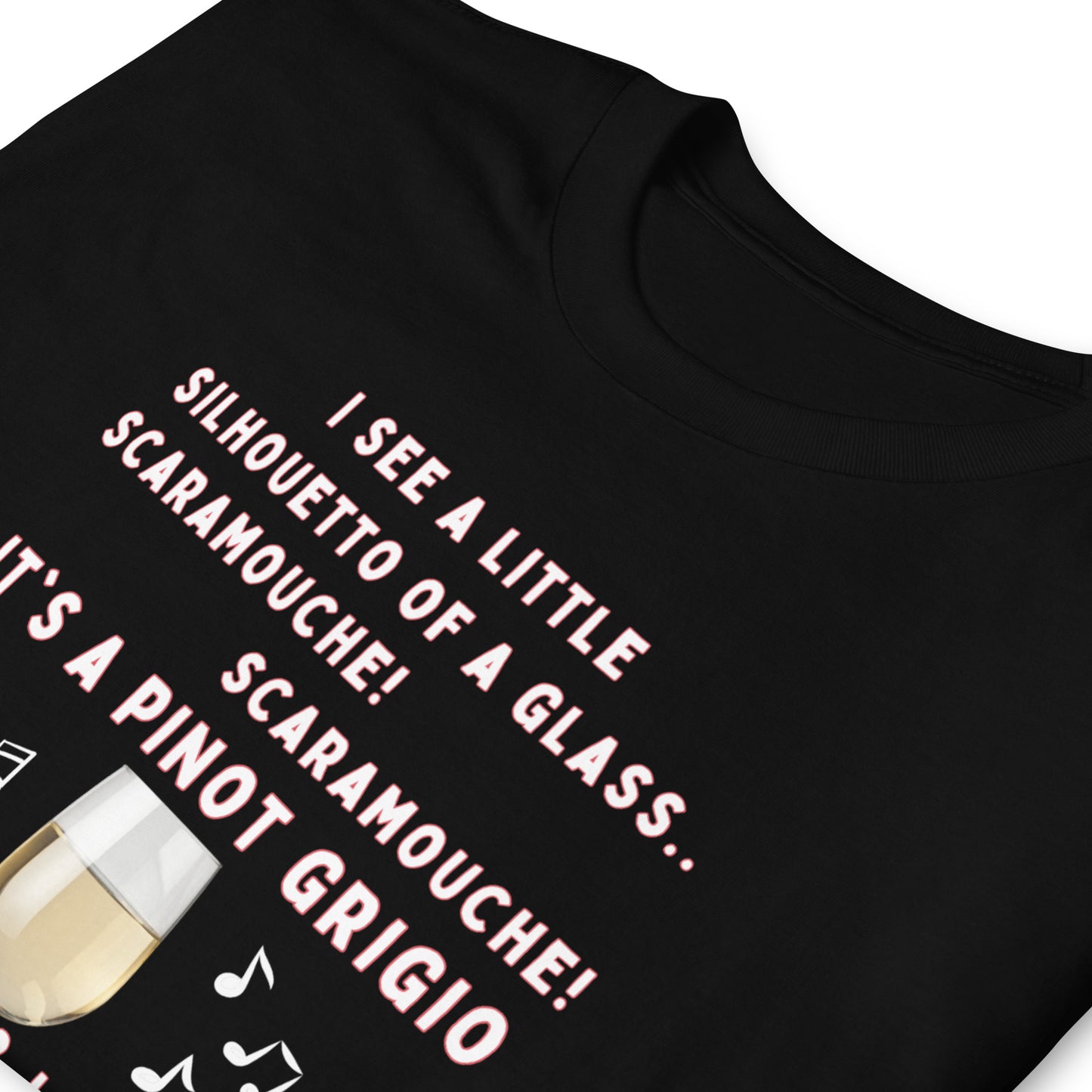 Funny Black Bohemian Rhapsody Spoof T-shirt about Wine, folded