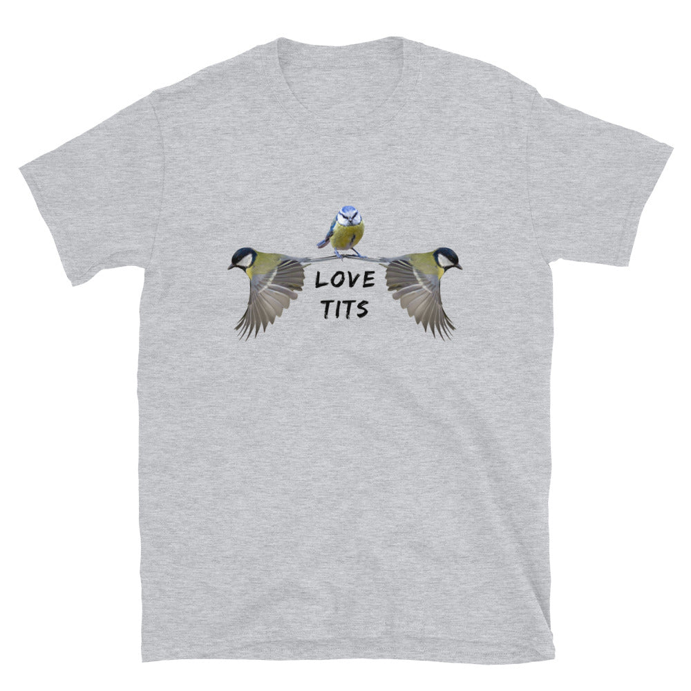 Funny Love Tits Wild Birds T-shirt, sport grey, laid flat