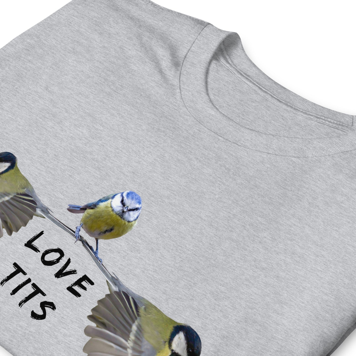 Funny Love Tits Wild Birds T-shirt, sport grey, shirt is folded