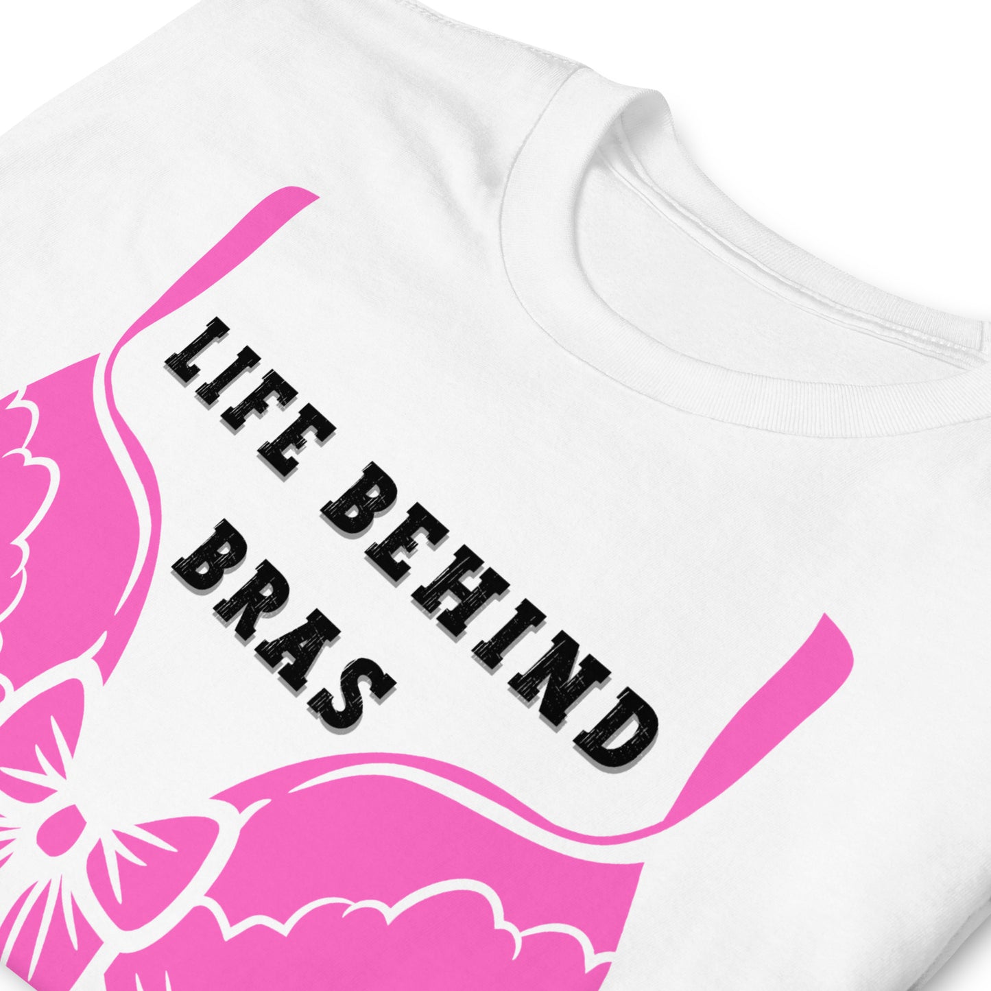 folded white Feminism T-shirt Life Behind Bras, Smash the  Patriarchy.