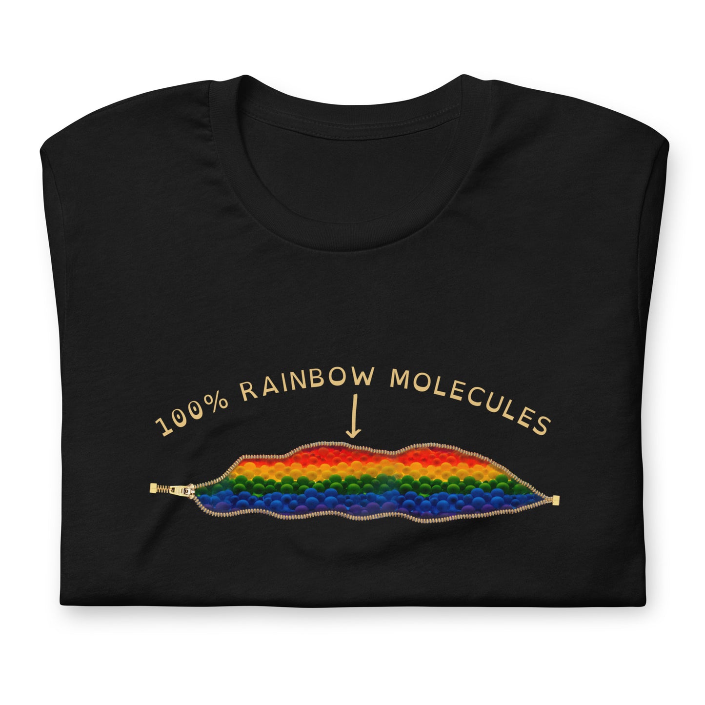 Funny GAY GEEK 100% Rainbow Molecules Open Zipper Print Unisex T-shirt