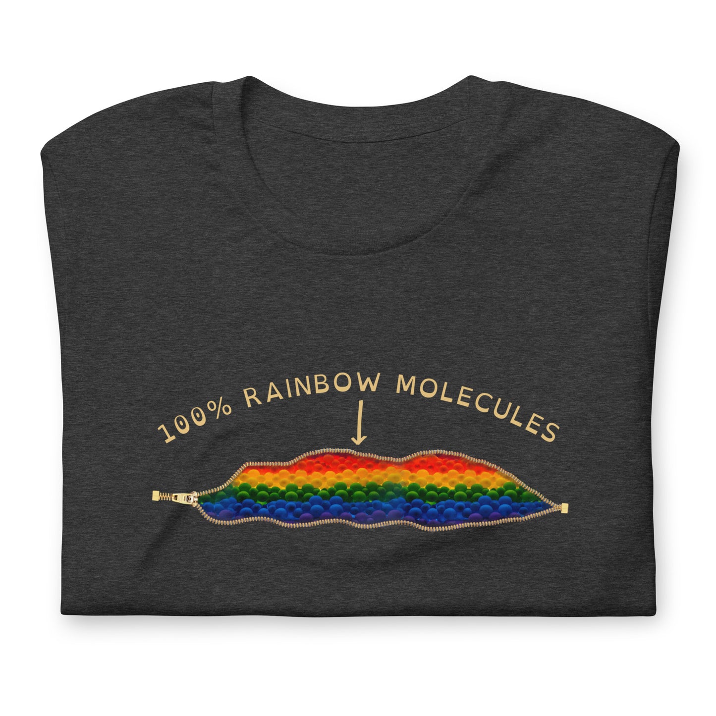 Funny GAY GEEK 100% Rainbow Molecules Open Zipper Print Unisex T-shirt