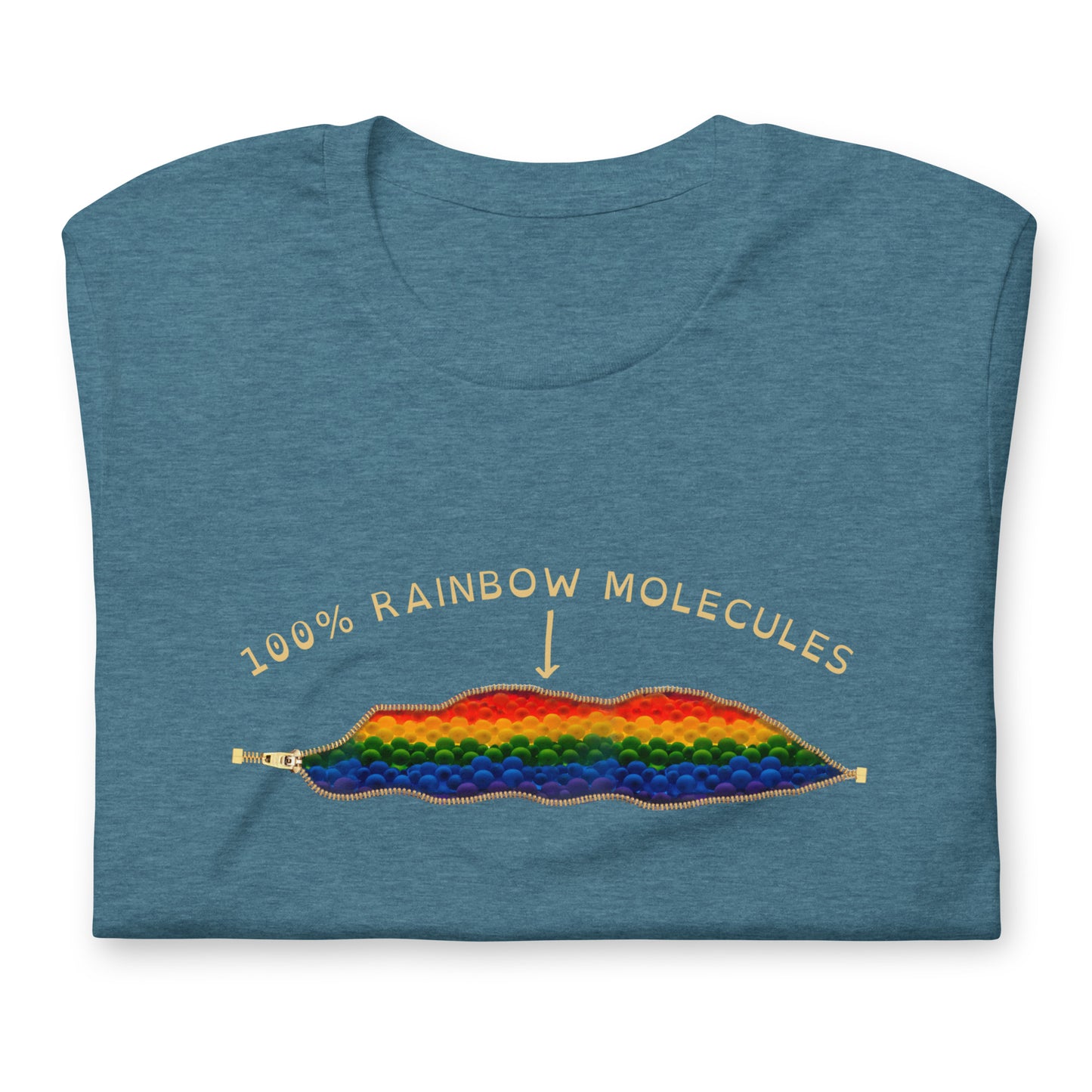 Funny GAY GEEK 100% Rainbow Molecules Open Zipper Print Unisex T-shirt