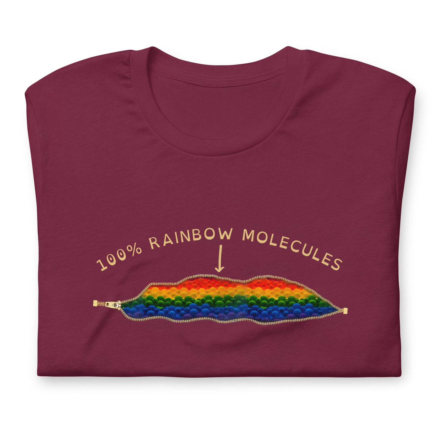 Funny GAY GEEK 100% Rainbow Molecules Open Zipper Print Unisex T-shirt