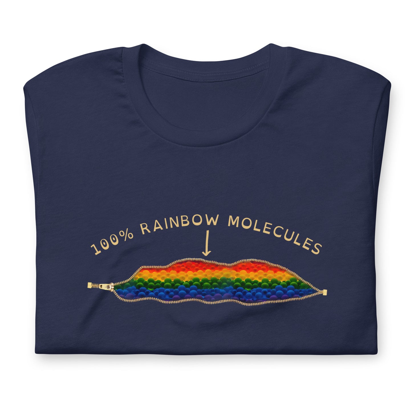 Funny GAY GEEK 100% Rainbow Molecules Open Zipper Print Unisex T-shirt