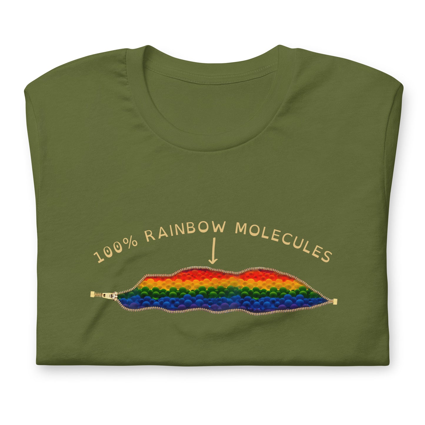 Funny GAY GEEK 100% Rainbow Molecules Open Zipper Print Unisex T-shirt